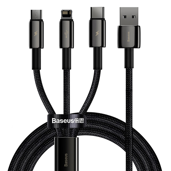 کابل تبدیل USB به لایتنینگ/Micro USB/USB-C باسئوس مدل CAMLTWJ-01 طول 1.5 متر