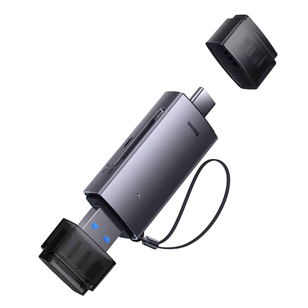 کارت‌خوان USB + USB-C  باسئوس مدل Lite Series SD/TF Card Reader WKQX060113